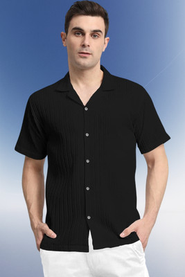 A Dearise Trend Men Self Design Casual Black Shirt