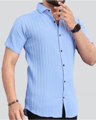 Solbiza Men Striped Casual White Shirt