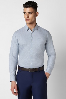 PETER ENGLAND Men Checkered Formal Blue Shirt