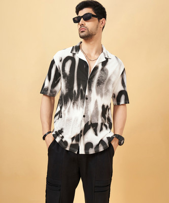 Street 808 by Pantaloons Men Printed Casual White, Black Shirt
