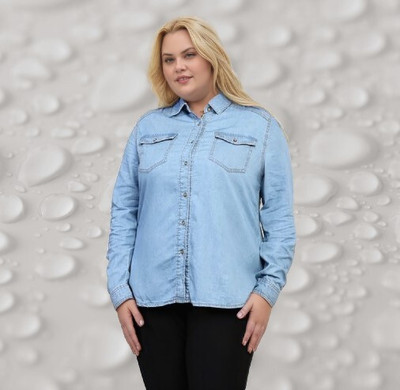 Wingzss Women Solid Casual Blue Shirt