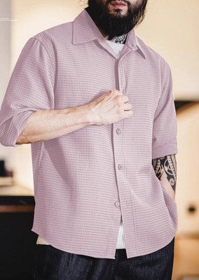 MOXTE Men Solid Casual Pink Shirt
