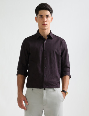 Arrow Newyork Men Checkered Formal Purple Shirt