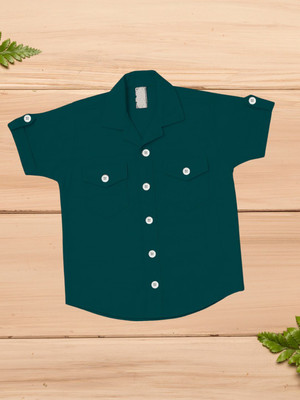 FASHION GRAB Boys Solid Casual Blue Shirt