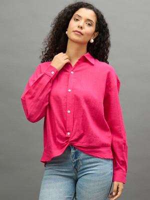 Club York Women Solid Casual Pink Shirt