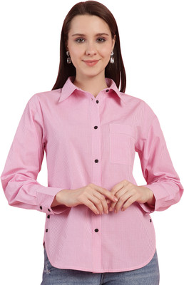 Jakanary Women Solid Casual Pink Shirt