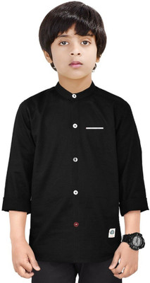 Paper Crane Boys Solid Casual Black Shirt