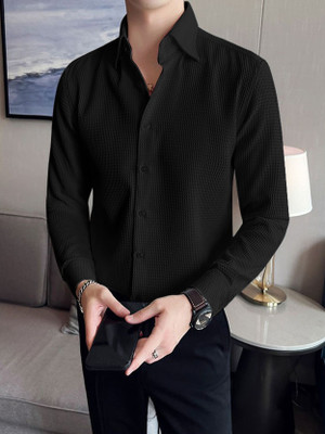 EyeBogler Men Checkered Casual Black Shirt