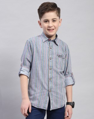 MONTE CARLO Boys Striped Casual Multicolor Shirt