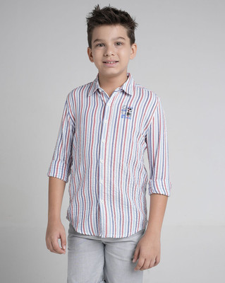Under Fourteen Only Boys Striped Casual Multicolor Shirt