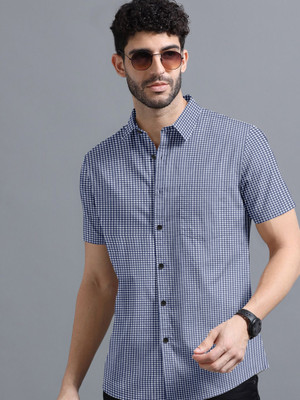 Ethnic Trendz Men Self Design Casual Dark Blue Shirt