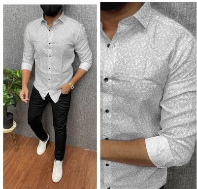 Anupama Men Solid Casual Grey Shirt