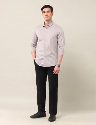U.S. POLO ASSN. Men Striped Casual Brown Shirt