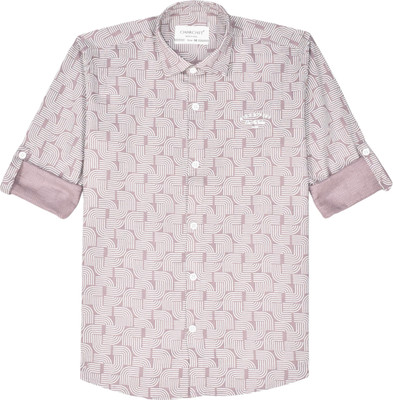 Charchit Boys Printed Casual Pink Shirt