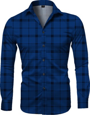 Yaara fashion Men Checkered Casual Dark Blue, Black Shirt