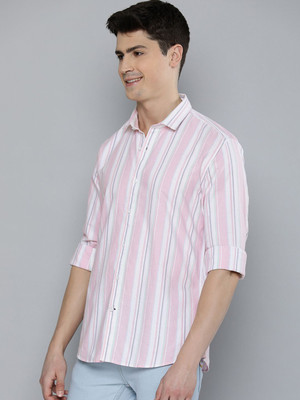 Mast & Harbour Men Striped Casual Pink Shirt