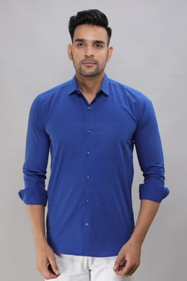 Pactimo Men Solid Casual Blue Shirt
