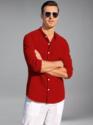 BHUVIKOO Men Solid Casual Red Shirt