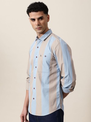 Mr Bowerbird Men Striped Casual Blue Shirt