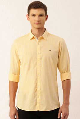 PETER ENGLAND Men Self Design Casual Yellow Shirt