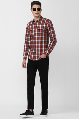 PETER ENGLAND Men Checkered Casual Brown Shirt