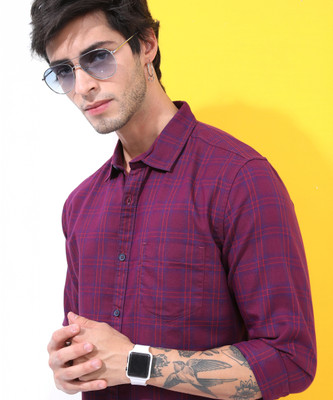 HIGHLANDER Men Checkered Casual Blue, Red, Pink Shirt