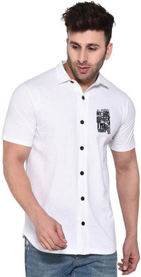 Money Leaf Men Solid Casual White Shirt