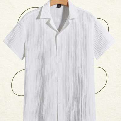 A Dearise Trend Men Self Design Casual White Shirt