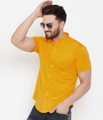 GESPO Men Solid Casual Yellow Shirt