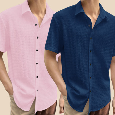 METRONAUT Men Solid Casual Multicolor Shirt(Pack of 2)