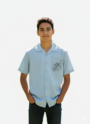 FABFARM Boys Solid Casual Light Blue Shirt