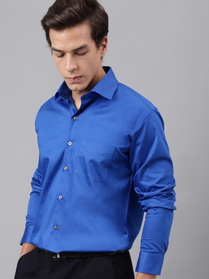 Hancock Men Solid Formal Blue Shirt