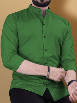 VeBNoR Men Solid Casual Green Shirt