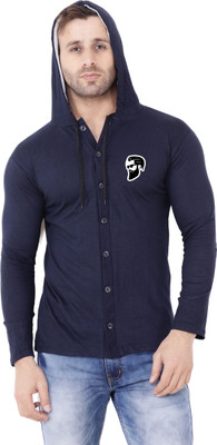 Blisstone Men Self Design Casual Dark Blue Shirt
