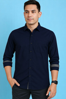 LAXMI TRENDING Men Solid Casual Blue Shirt