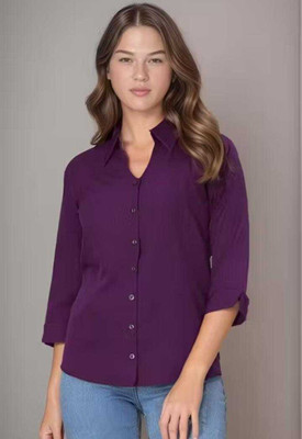 TMNNA Women Solid Formal Purple Shirt