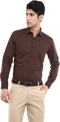 V-MART Men Solid Formal Brown Shirt