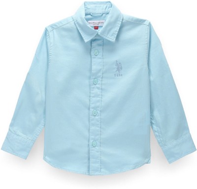 U.S. POLO ASSN. Boys Solid Casual Blue Shirt