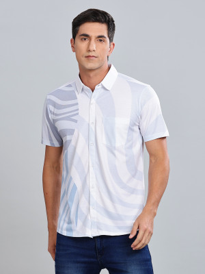 Bullmer Men Printed Casual White Shirt