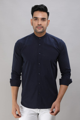 Pactimo Men Solid Casual Dark Blue Shirt
