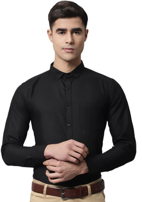 PAVITRAHUB Men Solid Formal Black Shirt