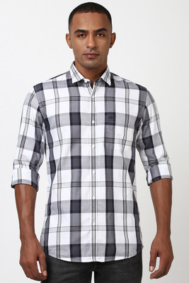 PETER ENGLAND Men Checkered Casual White Shirt