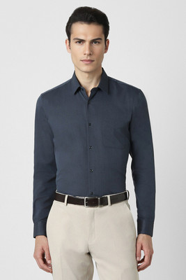 PETER ENGLAND Men Self Design Formal Dark Blue Shirt