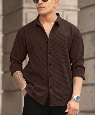 AARTHIT CLOTH VILLA Men Self Design Casual Brown Shirt