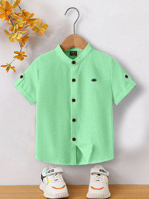 MAHITAG Boys Solid Casual Light Green Shirt