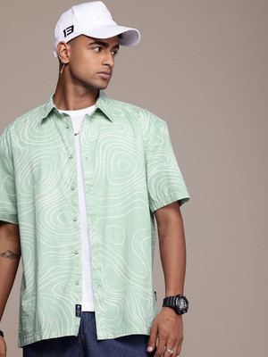 Roadster Men Printed Casual Green Shirt