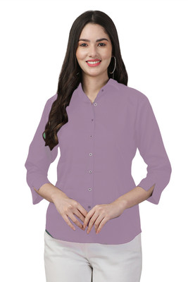 A.C.W Women Solid Formal Purple Shirt