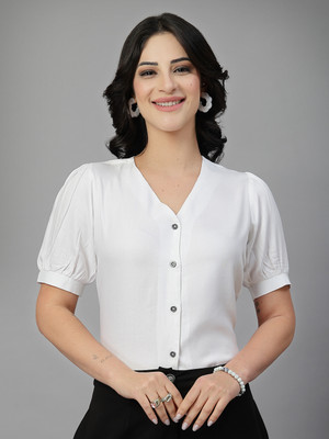 Style Quotient Women Solid Formal White Shirt