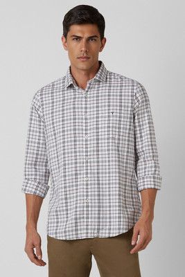 VAN HEUSEN Men Checkered Casual White Shirt