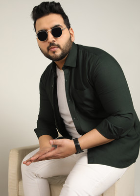 METRONAUT PLUS Men Solid Casual Dark Green Shirt